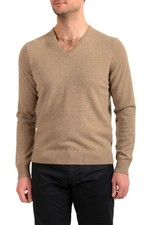 Malo Optimum Men's Beige 100 Cashmere V-Neck Pullover Sweater