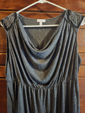 A Pea in the Pod Gray Beaded Cowl Neck Sleeveless Maternity Knee Length Dress L