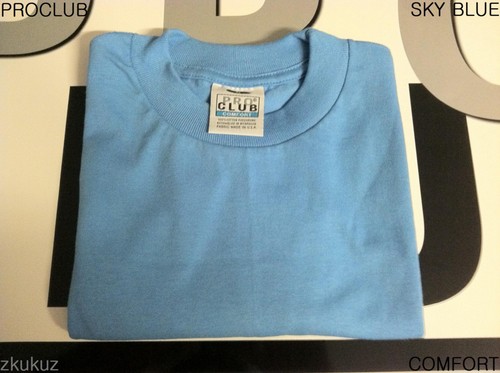 T-SHIRT BLANK SKY BLUE TEE PRO CLUB 