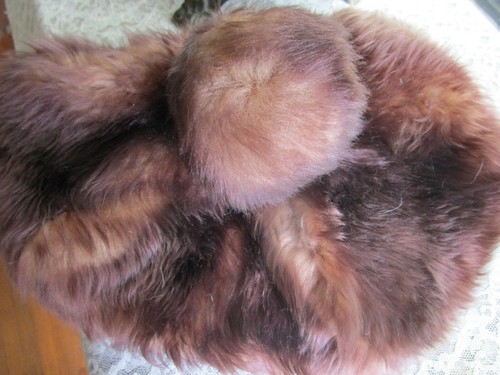 Fur Hat Brown With A PomPom on Top Vintage - Picture 4 of 6