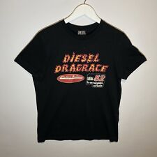 Diesel T-Diegor-C7 T-Shirt Mens Size Medium Black with Drag Race Graphic Print