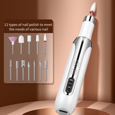 Ladies Professional Electric Nail Drill Polish Manicure Tool 12 Grinder Heads