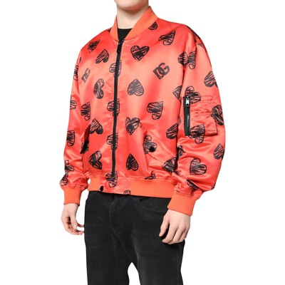 DOLCE & GABBANA Jacket Orange DG Heart Full Zip Men Bomber IT54