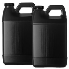 F-Style 38/400 Black 1 Gallon Bottle HDPE Jug w/ Ribbed Cap 128oz  2 pack 