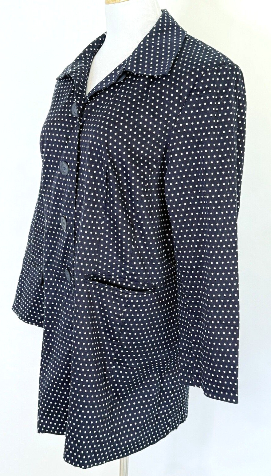 Norton & Co Womans Size 16W Jacket Vintage Polka Dot Black Midi Pockets Classic