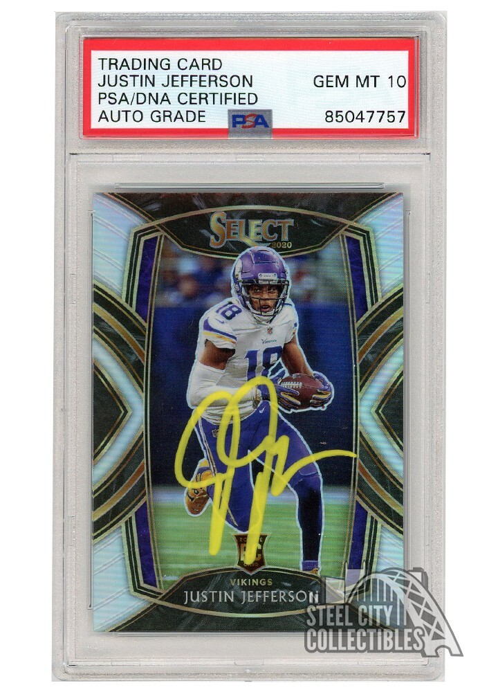 Justin Jefferson 2020 Select Club Level Silver Auto RC #261 PSA/DNA 10 (Yellow)