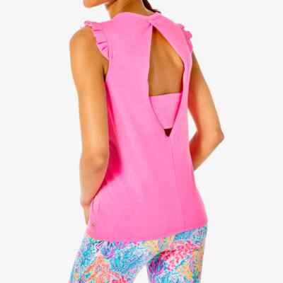 Canotta Donna Lilly Pulitzer Braxton – Cotone Misto Rosa Isola, Taglia L, Con Volant