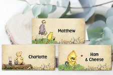 6 Winnie the Pooh Personalised Food Labels or Table Place Name Cards