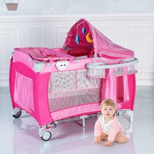 costway foldable baby crib