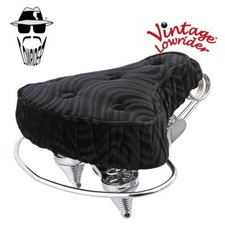 Black Beach Cruiser Velour Vintage Lowrider Bike Saddle Chopper 5 Button Polo.