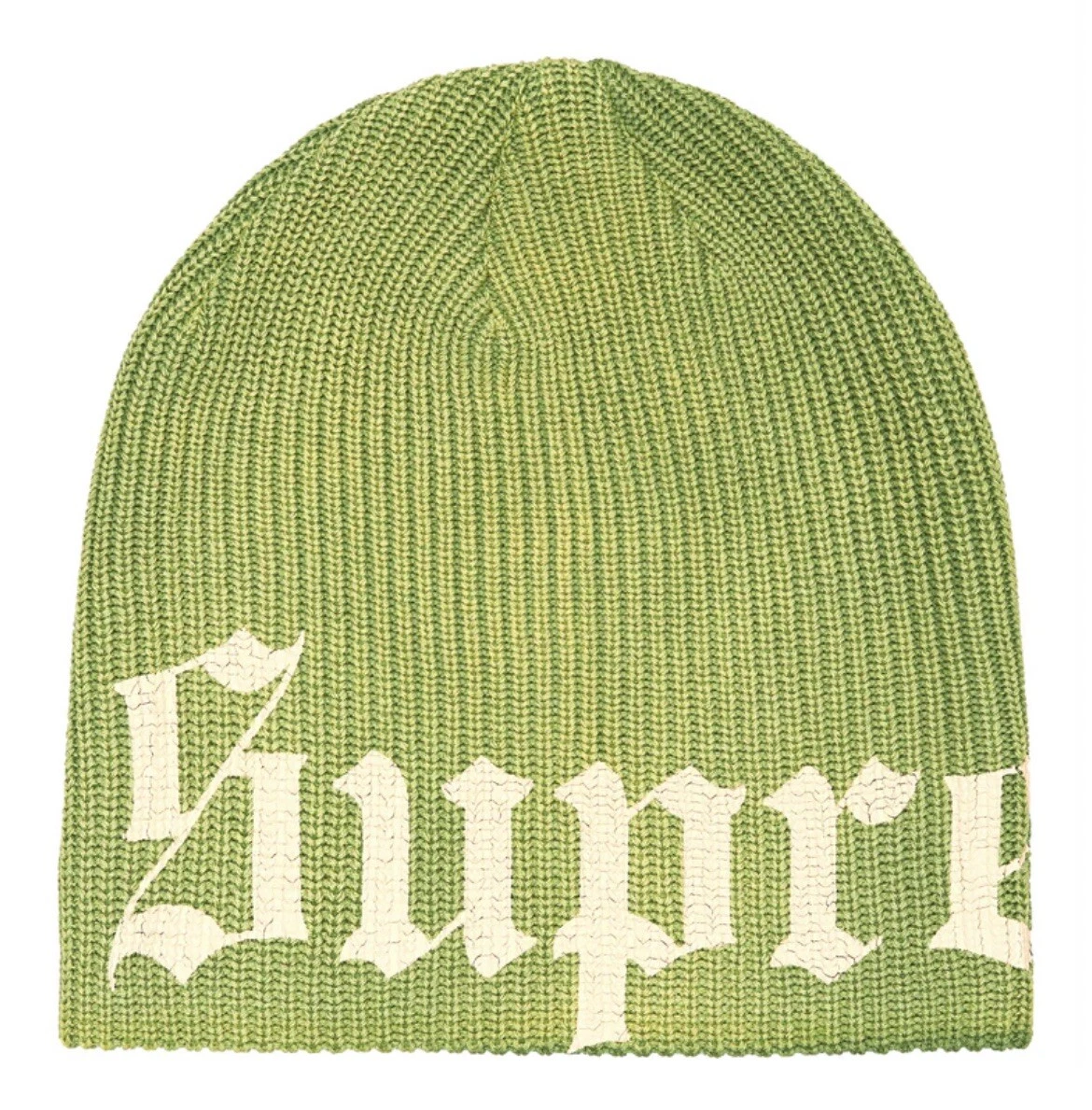 Supreme SS25 ancien bonnet coton imprimé anglais logo vert taille unique CONFIRMÉ