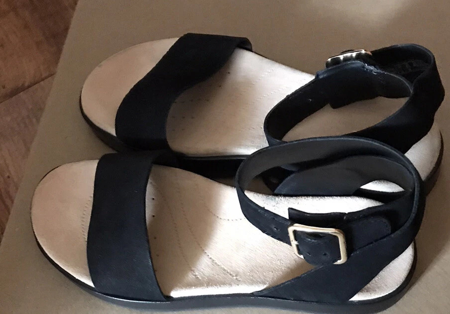 Clarks BOTANIC IVY Ladies Black Nubuck Leather Sandals Uk Size 3 D EUR 35.5
