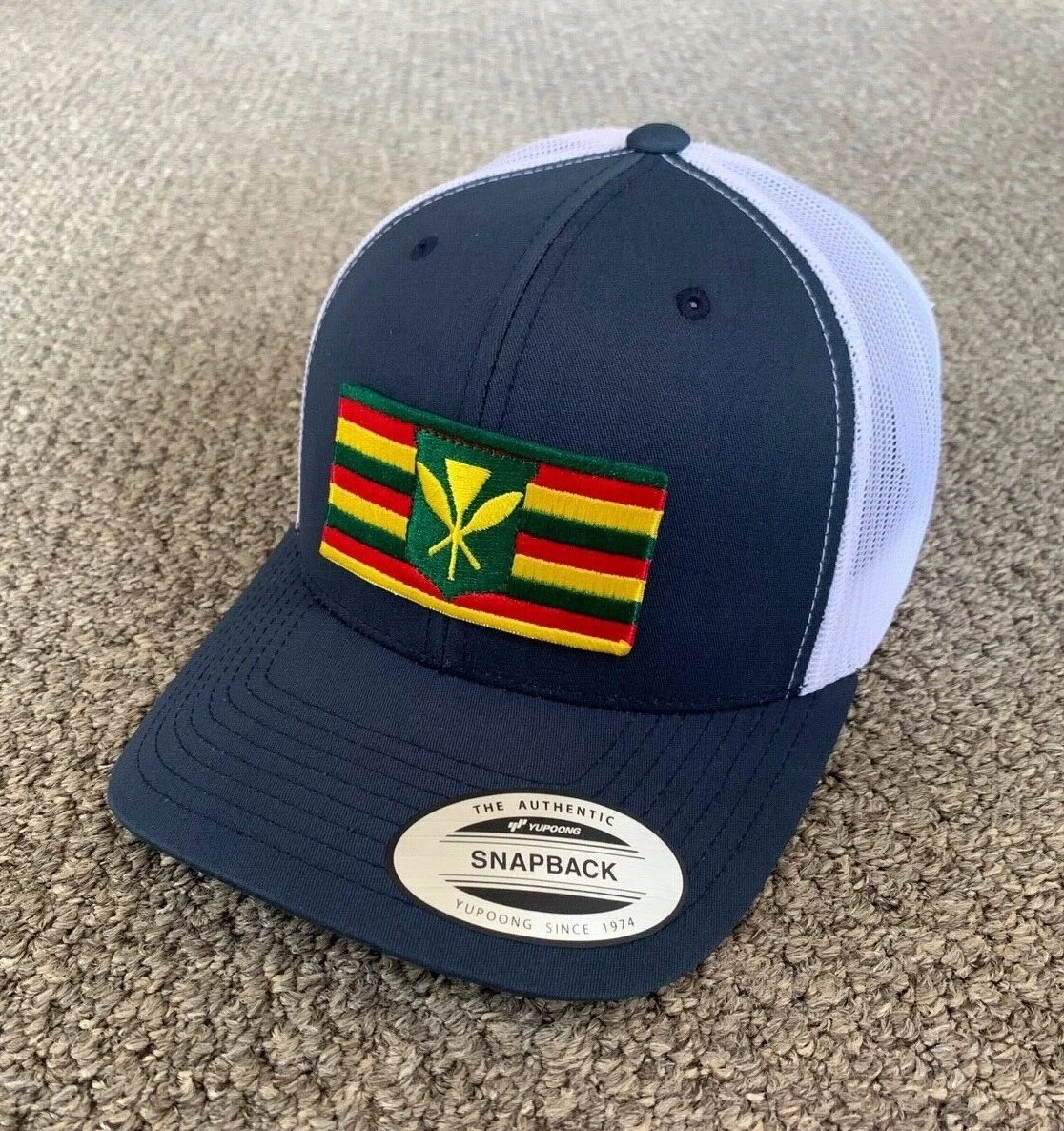Hawaii Kanaka Maoli Original Flag SnapBack Trucker Mesh Cap Handmade in America