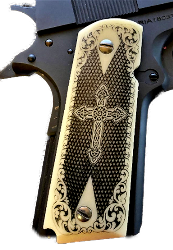 1911 GUN GRIP fits Colt & Clones Full size Black Pearl SCORPION