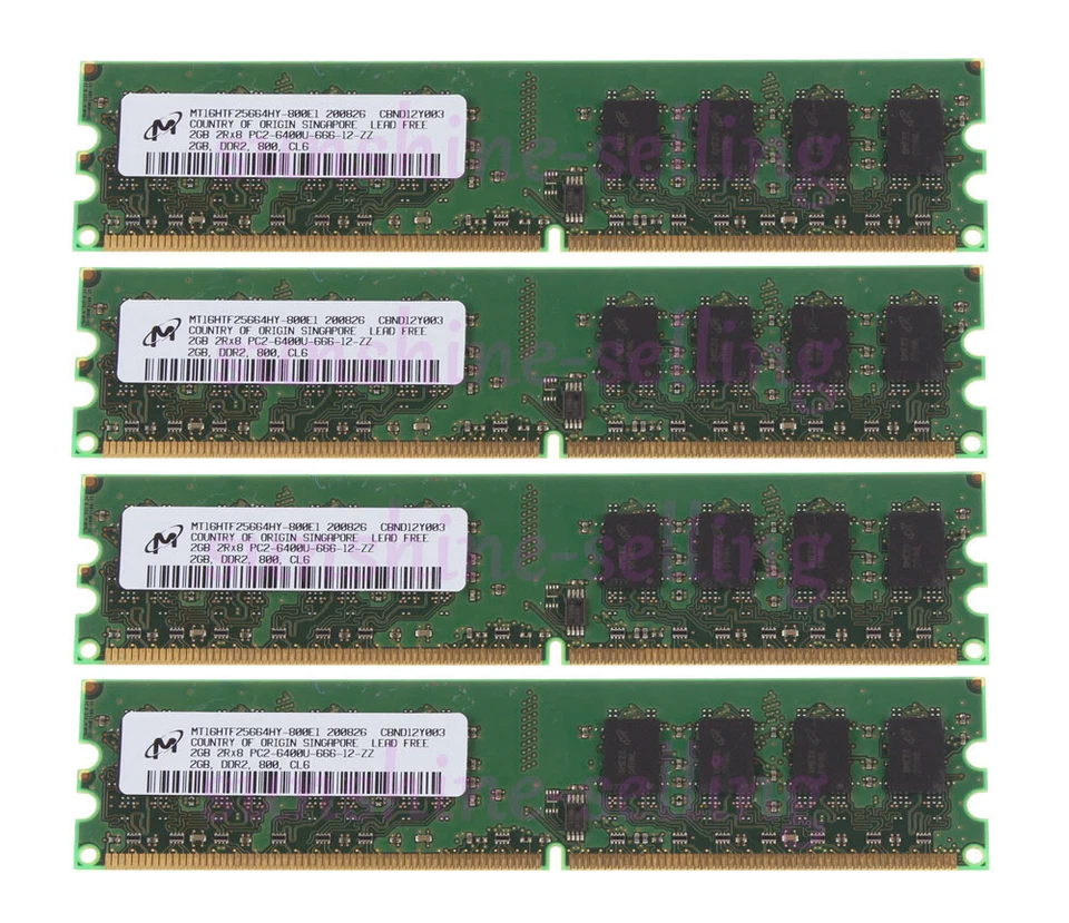 Lot Micron 2GB PC2-6400 DDR2 800Mhz Desktop RAM NON-ECC PC Memory DIMM For Intel - Image 2 of 4