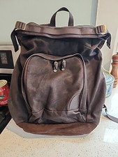 Zaino Overland Equipment in cotone cerato e pelle marrone cioccolato