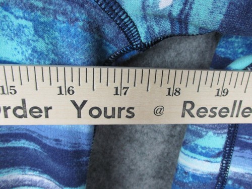 Luluelmon Ivivva Hooded Jacket Girl 14 Blue Striped Full Zip Thumbholes Logo - Picture 9 of 17