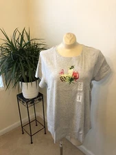 NWT croft Barrow Womens XXL Heather Gray Short Sleeve Drink Top $20