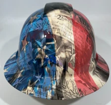 New Full Brim Hard Hat Custom Hydro Dipped SECOND AMMENDMENT CARBON FIBER FLAG