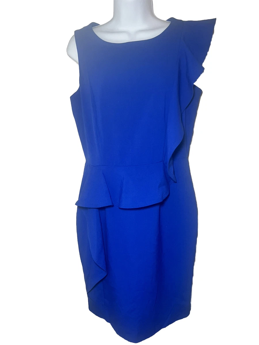 Calvin klein royal sales blue ruffle dress