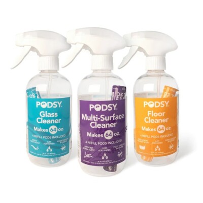 Podsy Cleaning Refillable Starter Kit (3 Spray Bottles + 12 Refill Pods) FREE SH