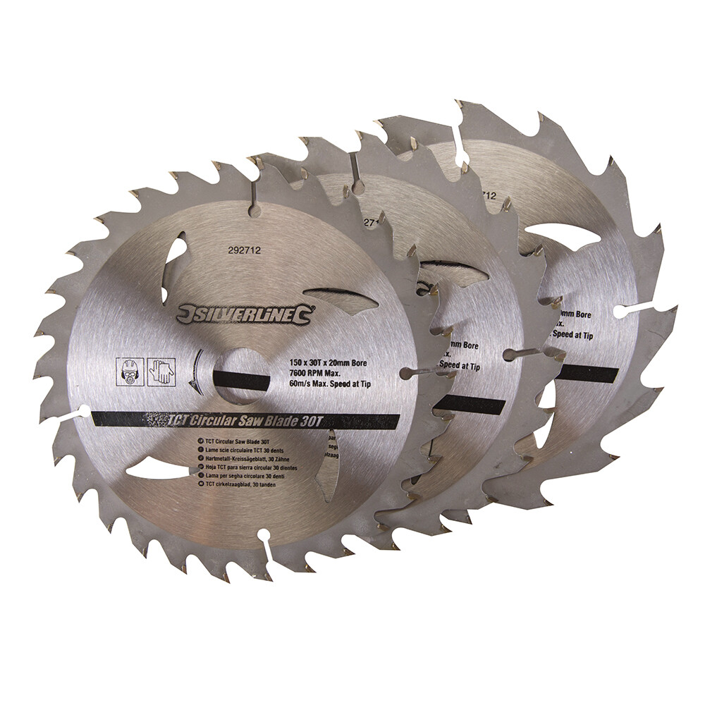 Silverline 292712 TCT Circular Saw Blades 16, 24, 30T - Pack of 3