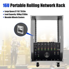 16U Portable Rolling Cart Shelf Network Rack Audio Video Telecom Office US