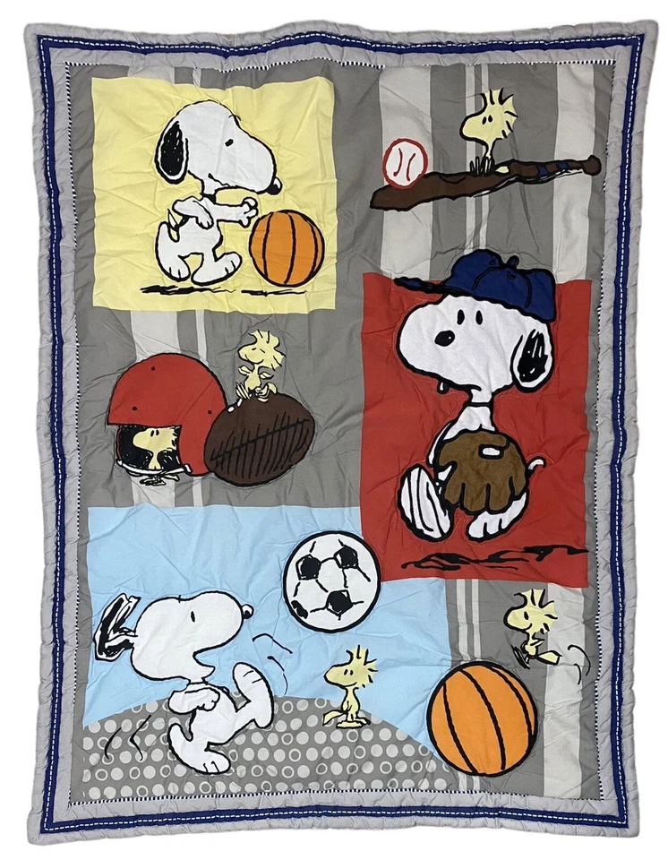 Juego de sábanas ajustables Peanuts Snoopy manta cuna niño edredón deportes fútbol Foto 2 de 4