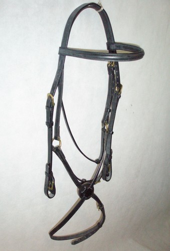 Black English Leather Grackle Bridle With White Rubber Reins Full&Cob - 第 1/7 張圖片