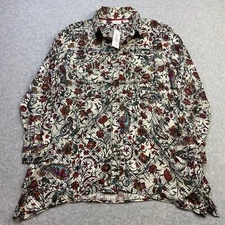 Westbound Floral Print Button Up Shirt Top Women Medium Petite Rayon Flowy Loose