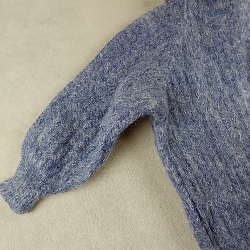 Hezur Sweater Womens M Blue Pullover Short Sleeve Wide Collared Knit VTG Mohair - Picture 18 of 19
