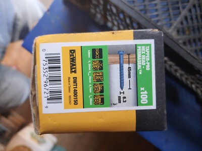 DeWalt DWT140015P 6,3X45 Gewindebohrer-Pro Sechskant Betonschraube blau 100 Stück