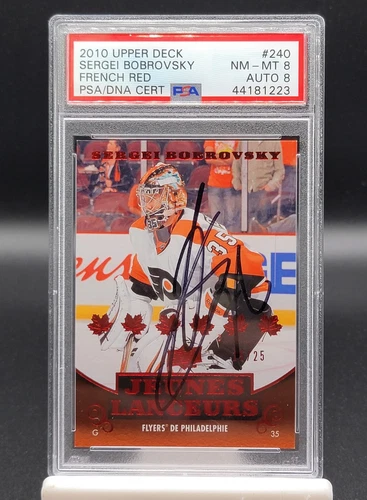 SIGNED SERGEI BOBROVSKY 2010 FRENCH YOUNG GUNS  ROOKIE RC RED /25 PSA AUTO POP 1