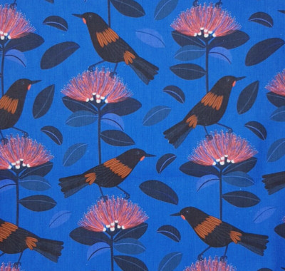 Handmade Decorative Table Runner Navy Blue Bird Australiana Print 142cm x 26cm
