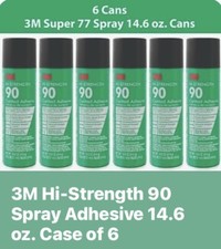 Case Of 6 Hi-Strength Spray Adhesive 90 14.6 oz Cans Industrial Strength Glue
