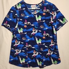 Halloween Theme Scrubs Nurses CNA LPN Medium W/POCKETS 4way stretch ultra soft