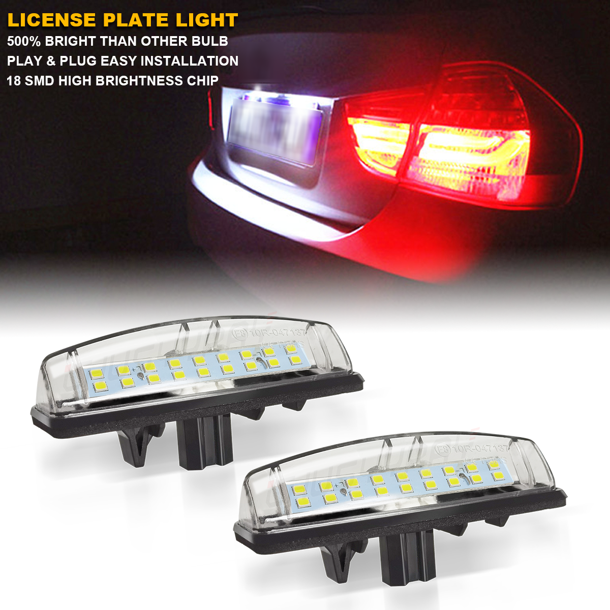2x White LED License Plate Light Tag Lamp Assembly For 2002-2011