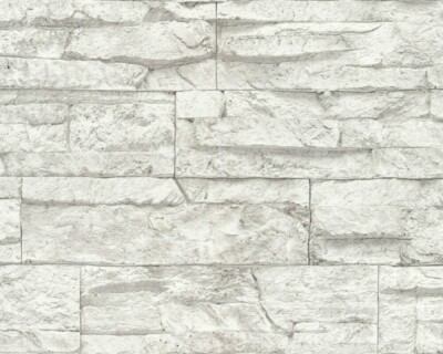 AS Creation geprägte Kunstoptik Ziegel Steinmauer grau weiß Tapete 707161