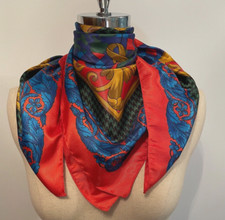 Domanni For Gantos - Vintage Regal Multi Pattern Large Scarf-Silk- Made in Italy