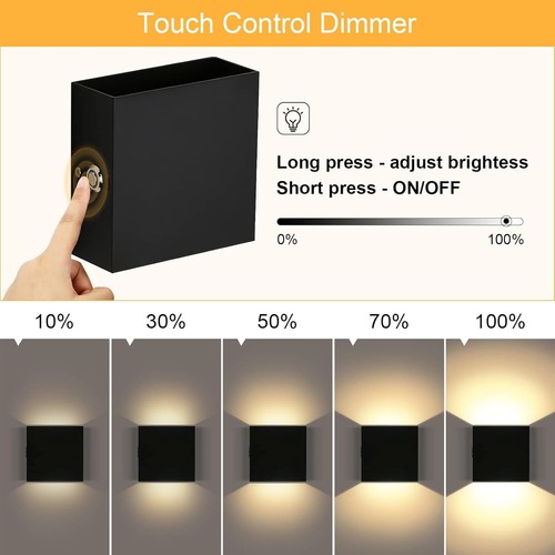1 2 Pack RGB Wall Lights with Remote Indoor Rechargeable Up and Down Lamp Sconce - Picture 2 of 12