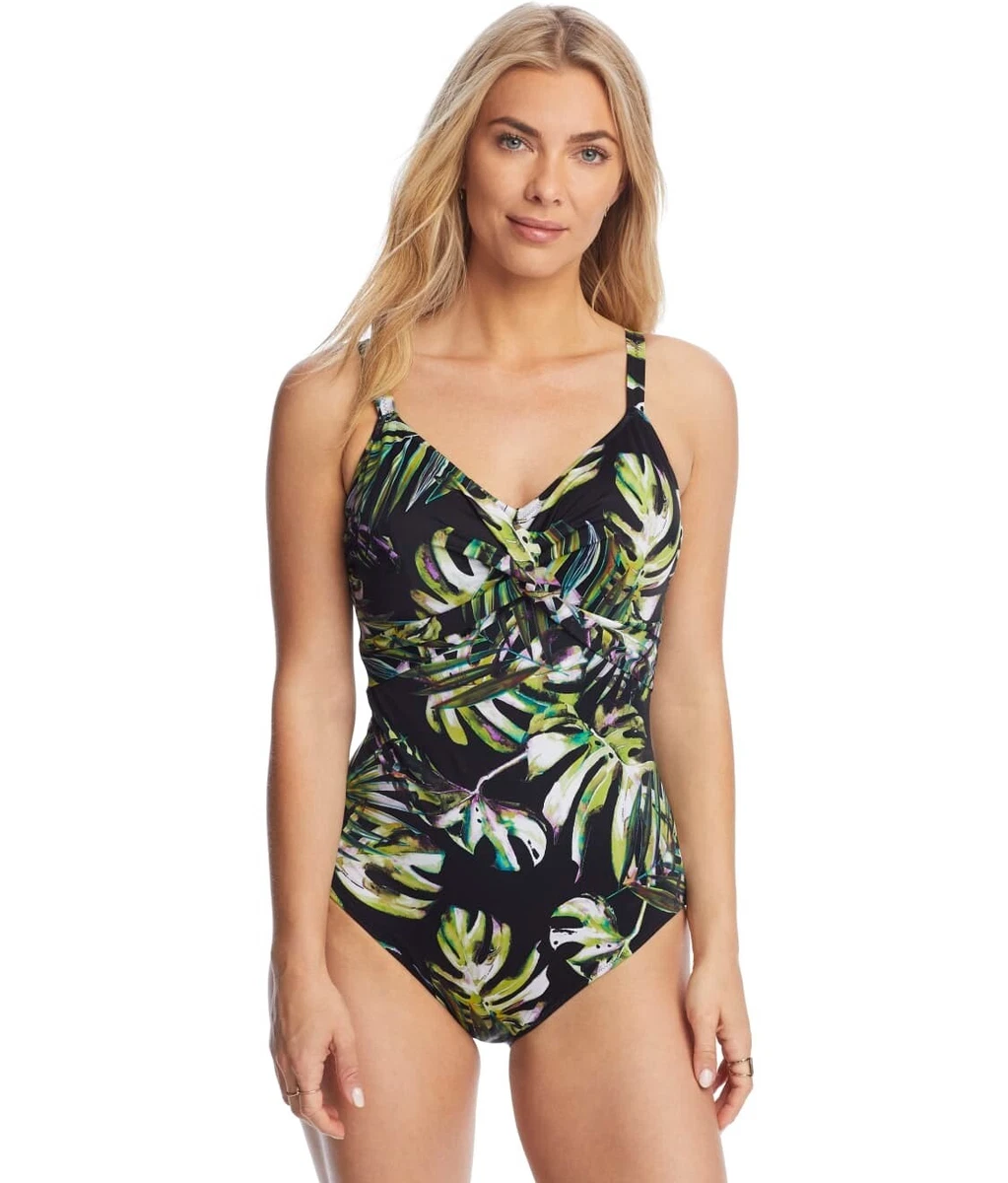 Fantasie BLACK Palm Valley Twist Front One Piece Swimsuit US 36DD UK 36DD