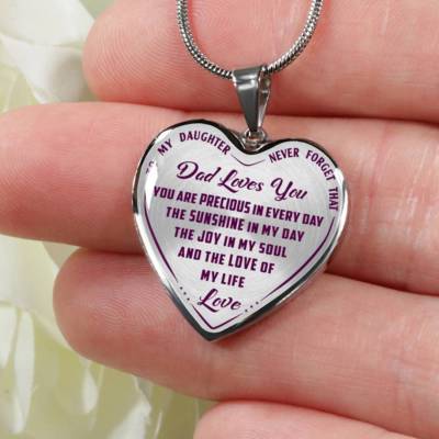 To My Daughter Gift Novelty Luxury Heart Necklace Dad Loves You, My Little  Girl