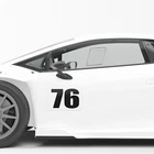 Custom Number 4" 8" 10" Glossy Matte Sticker /Magnet Car Racing Track Door WH x2