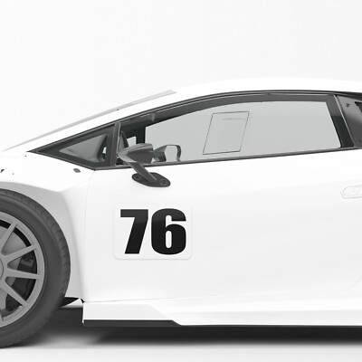 Custom Number 4'' 8'' 10'' Glossy Matte Sticker /Magnet Car Racing Track Door WH x2