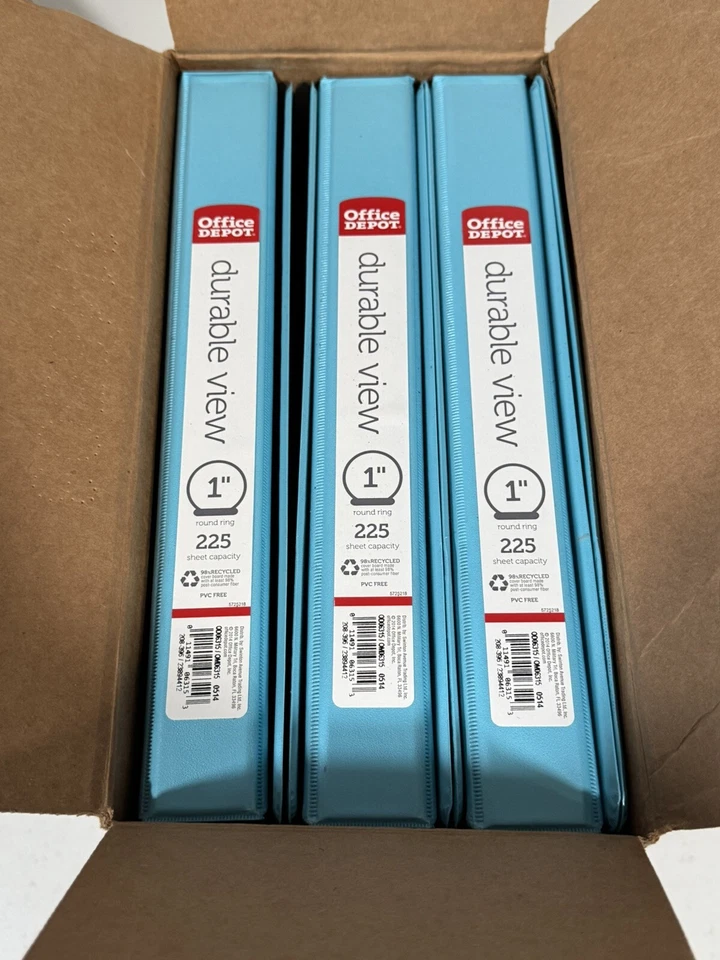 Office Depot Durable View 1" 3 Carpeta de Anillas Paquete de 6 Nuevo Azul Foto 3 de 4
