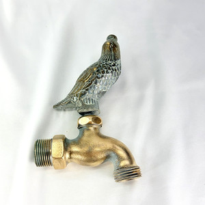 Vintage Brass Spigot Faucet Quail Bird Garden Decor