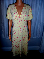 Cute Mango MNG size 6 yellow floral short sleeve midi dress women NWT