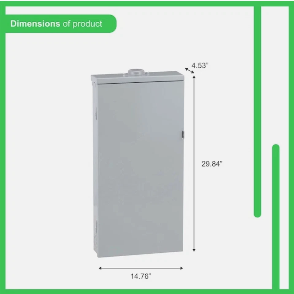 Square D HOM816M200PFTRB Homeline 200 А 8 пространств 16 цепей наружный главный выключатель - Изображение 2 из 4
