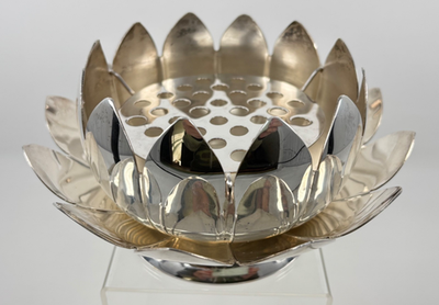 #ad VTG Leonard Lotus Flower Bowl Silverplate Italian Design Centerpiece Mid Century $34.95