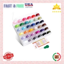 36pcs Sewing Threads Bobbins Set with Case Threader for Sewing Machine, Assorted